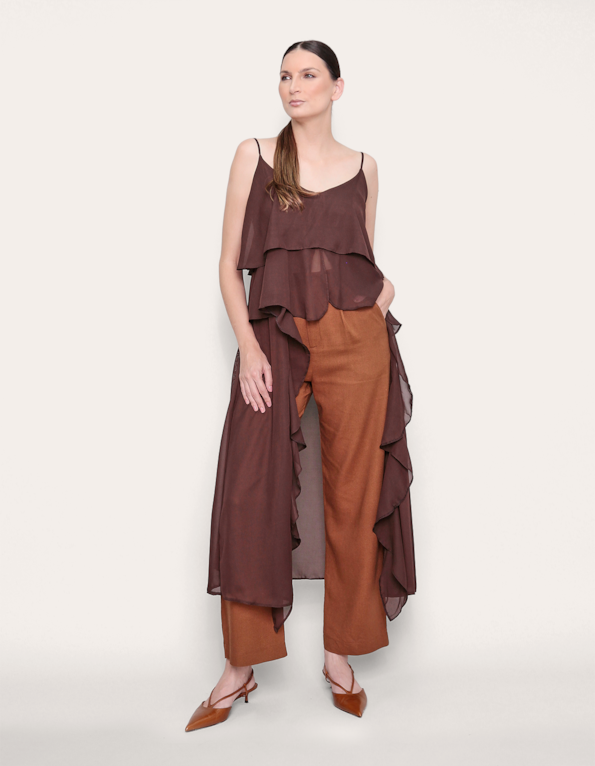 Bata boho babado Marrom