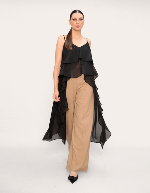 Bata boho babado Preto