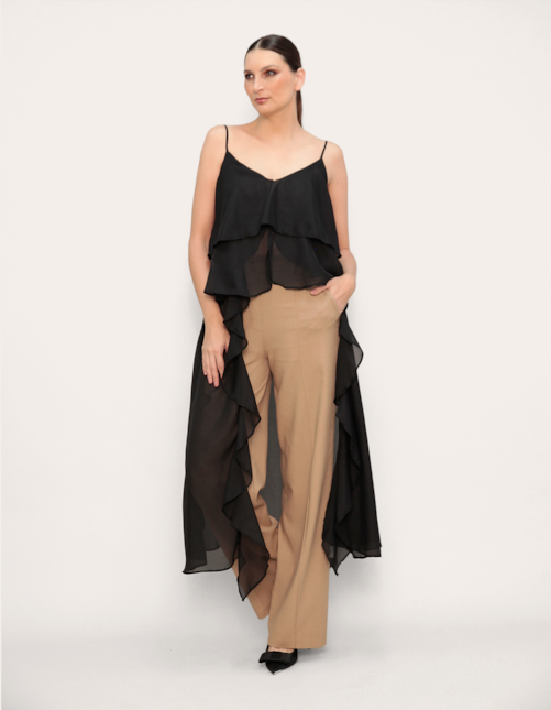 Bata boho babado Preto