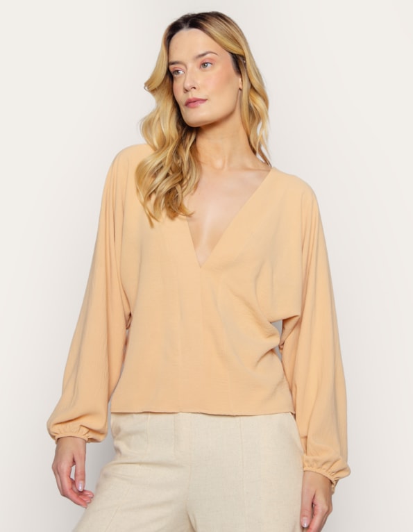 Bata manga longa decote v