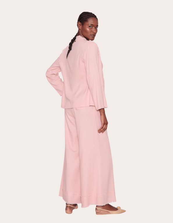 Blazer linho blend barra desfiada Rosa