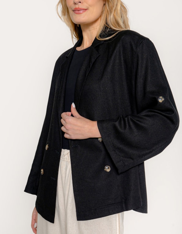 Blazer oversized linho blend Preto