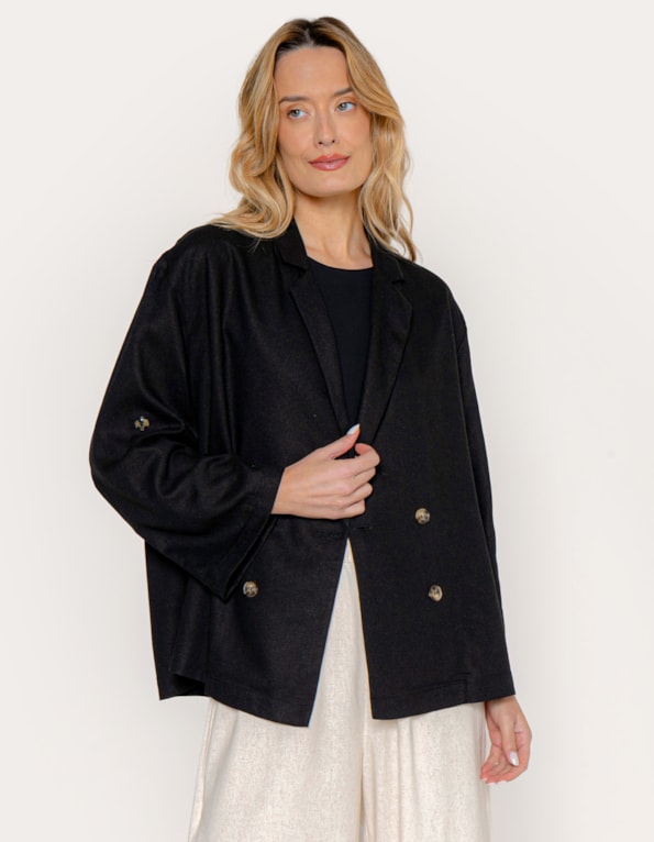 Blazer oversized linho blend Preto