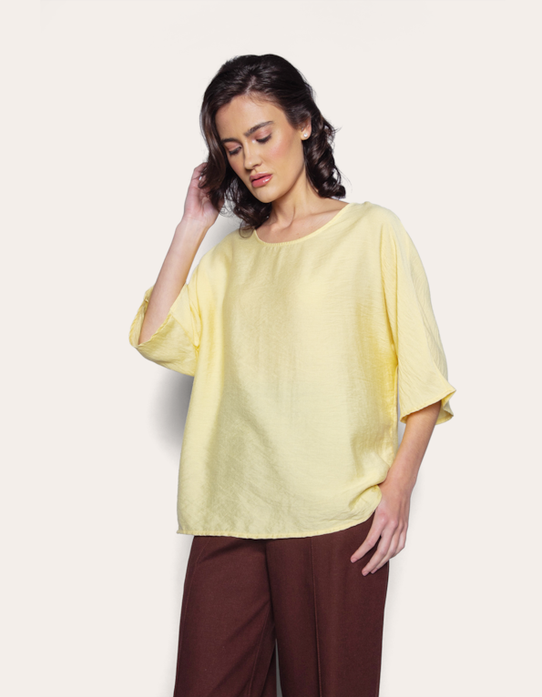 Blusa 3/4 ampla  Amarelo claro