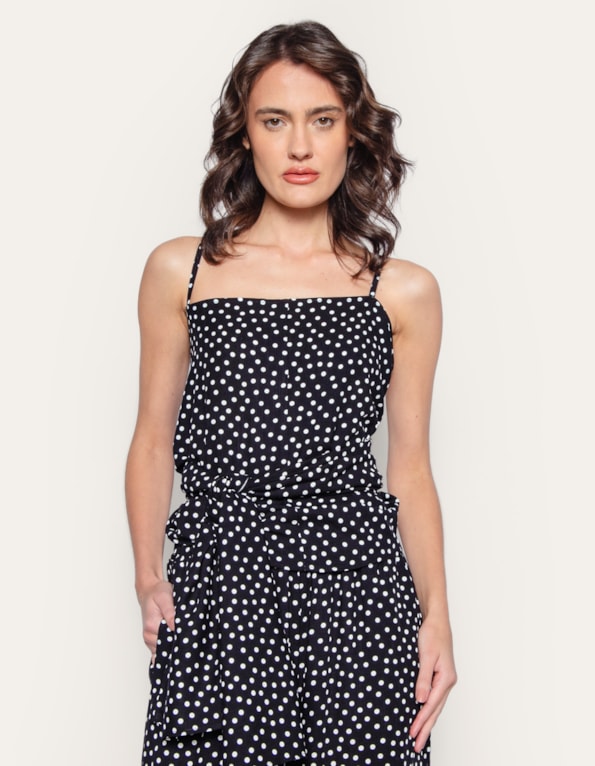 Blusa alça multiformas poá Preto