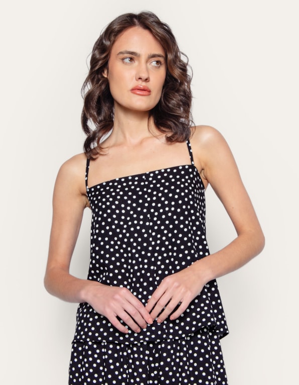 Blusa alça multiformas poá Preto