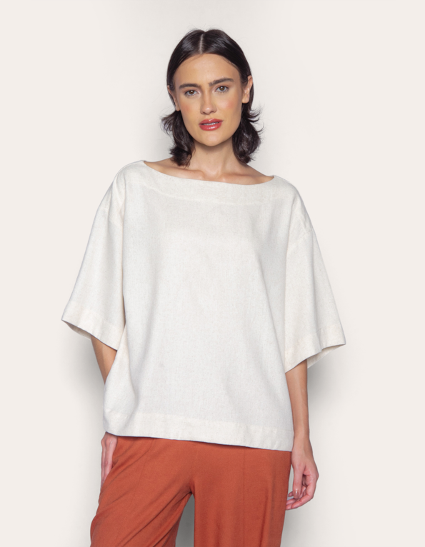 Blusa ampla manga 7/8 Cru