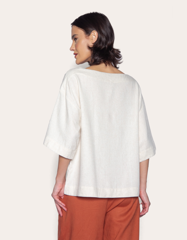 Blusa ampla manga 7/8 Cru