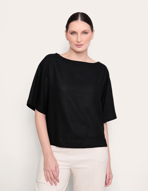 Blusa ampla manga 7/8 Preto