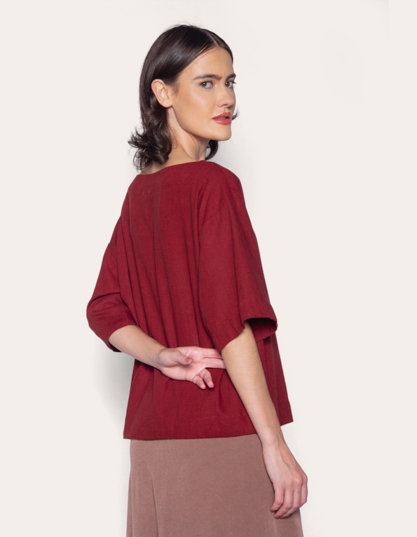 Blusa ampla manga 7/8 Vinho