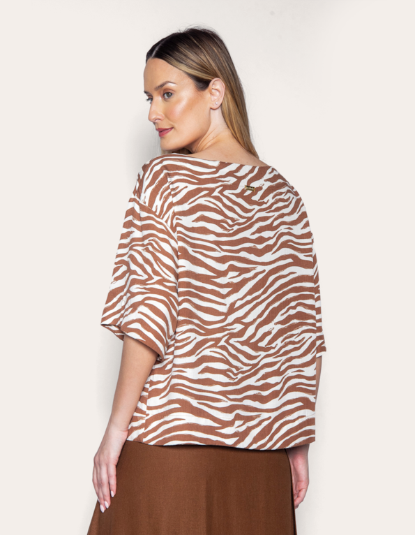 Blusa ampla manga 7/8 Zebra caramelo