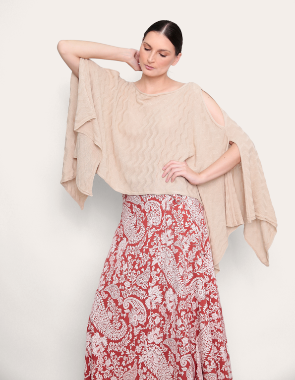 Blusa ampla tricot Bege claro