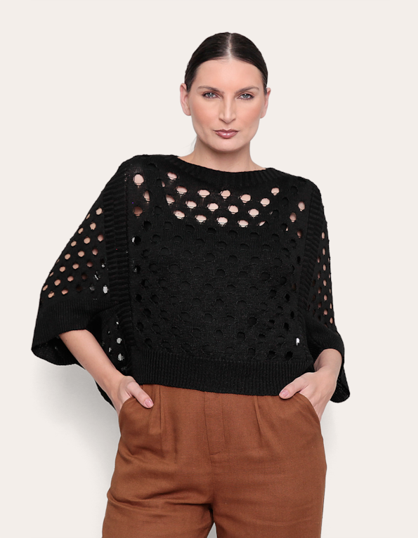 Blusa ampla tricot hi-lo