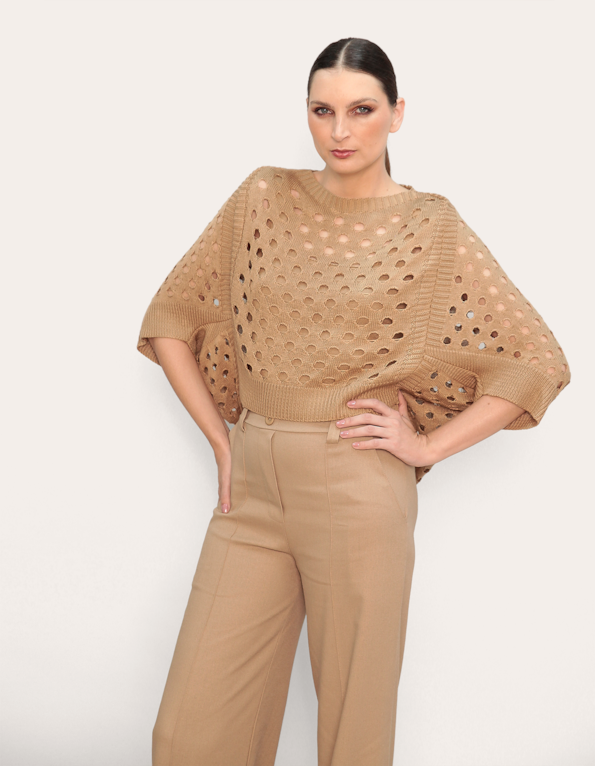 Blusa ampla tricot hi-lo