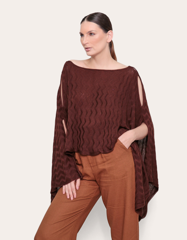 Blusa ampla tricot Marrom
