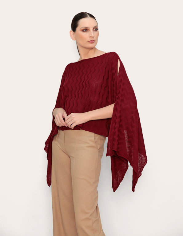 Blusa ampla tricot Vermelho escuro