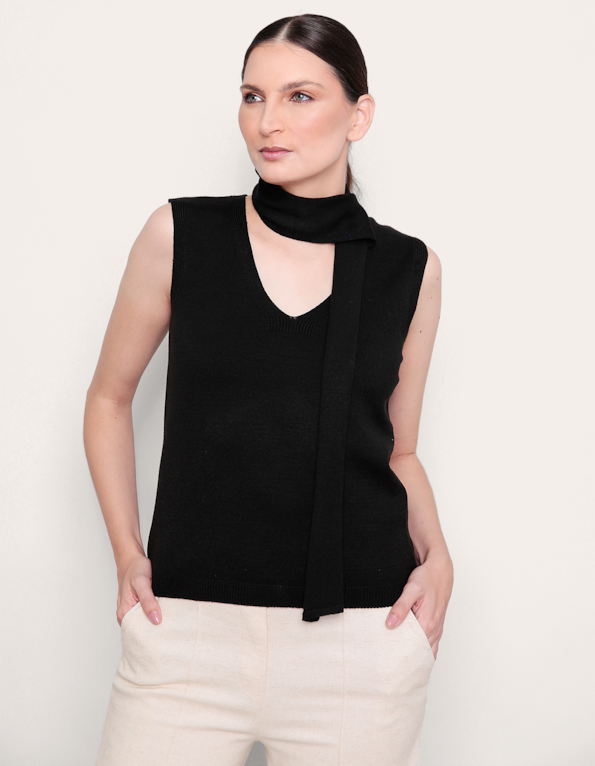 Blusa cachecol tricot