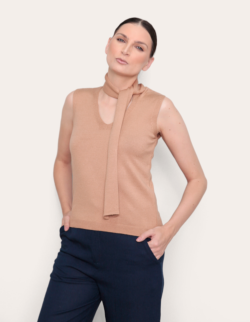 Blusa cachecol tricot