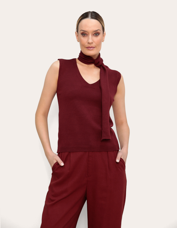 Blusa cachecol tricot