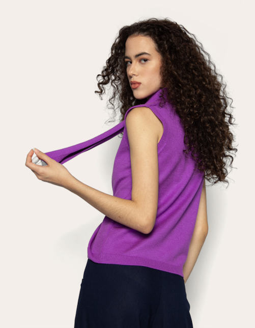 Blusa cachecol tricot