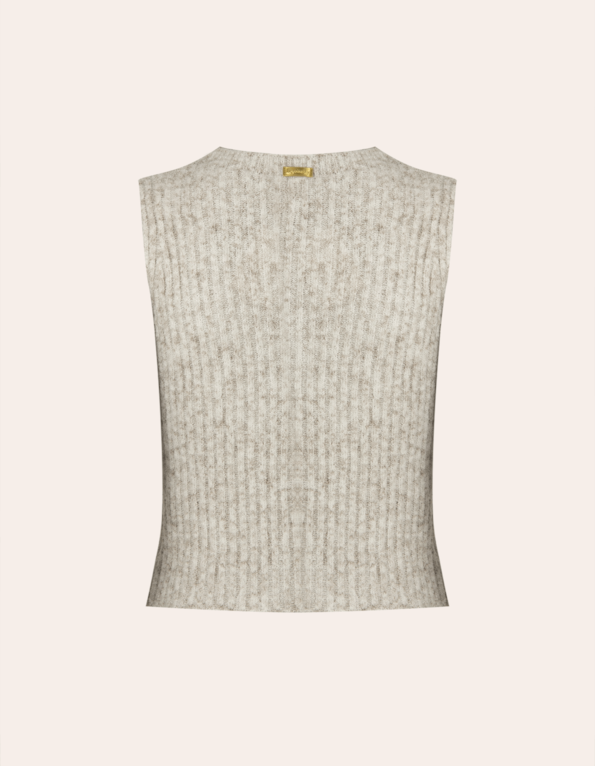 Blusa cavada canelada tricot mousse Off white
