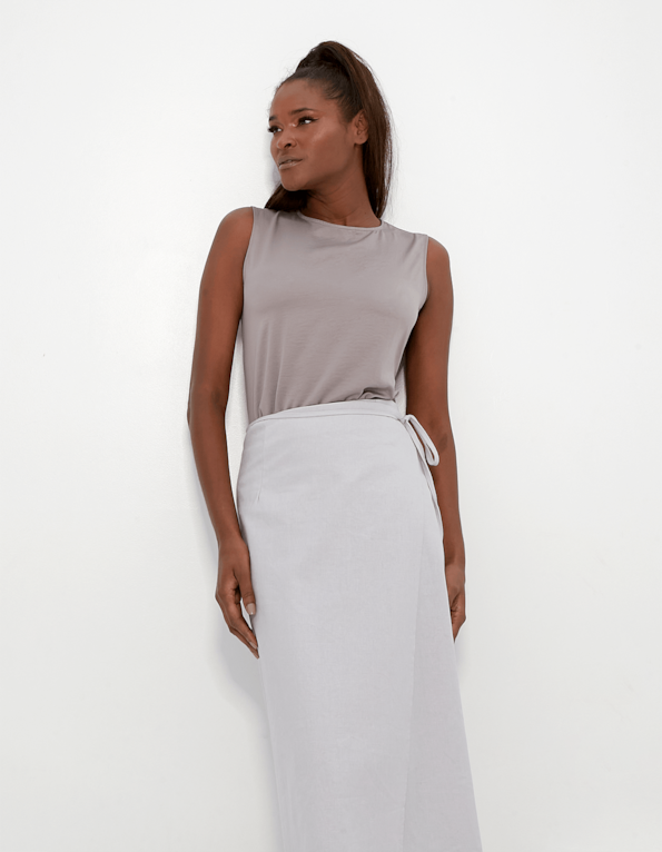 Blusa cavada cetim Taupe