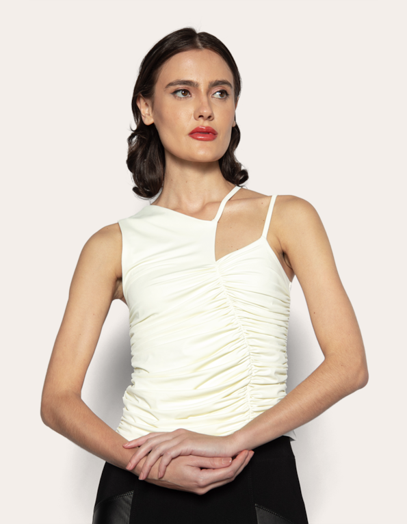 Blusa cavada com alça dupla Off white