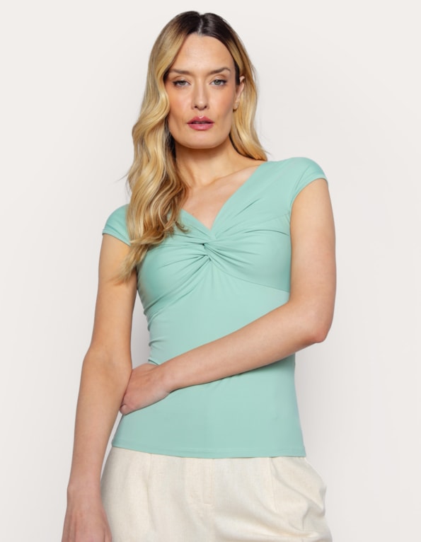 Blusa cavada com nó Verde claro