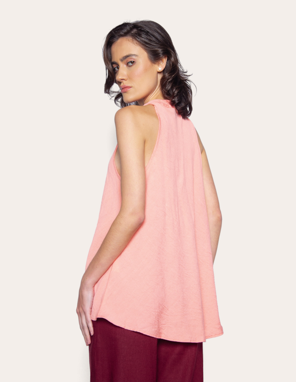 Blusa cavada decote amarracao Rosa