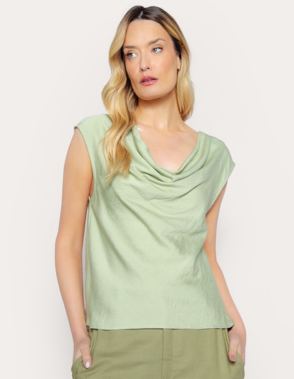 Blusa cavada decote drapeado Verde claro