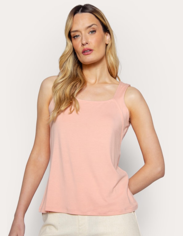 Blusa cavada decote quadrado Rosa