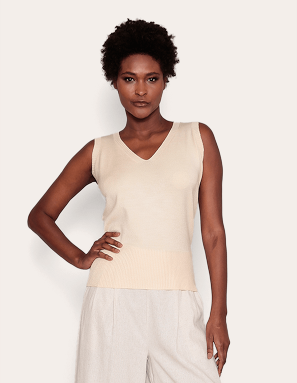 Blusa cavada decote v tricot
