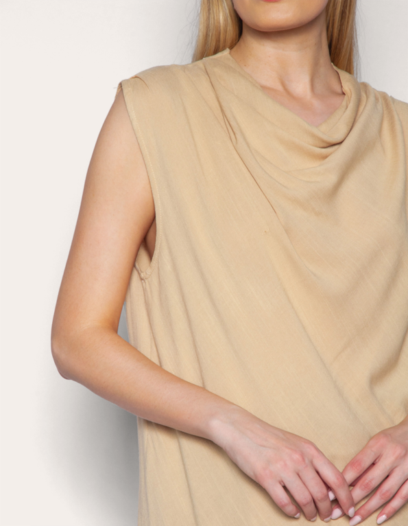 Blusa cavada drapeada Bege desertico