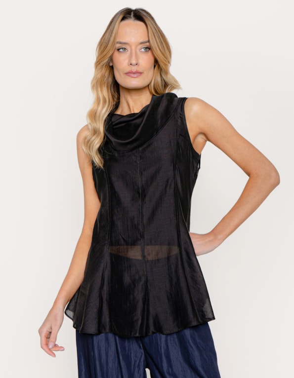 Blusa cavada gaze Preto