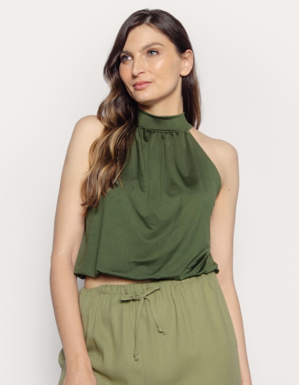 Blusa cavada gola alta Oliva