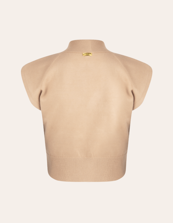 Blusa cavada gola alta tricot Bege medio