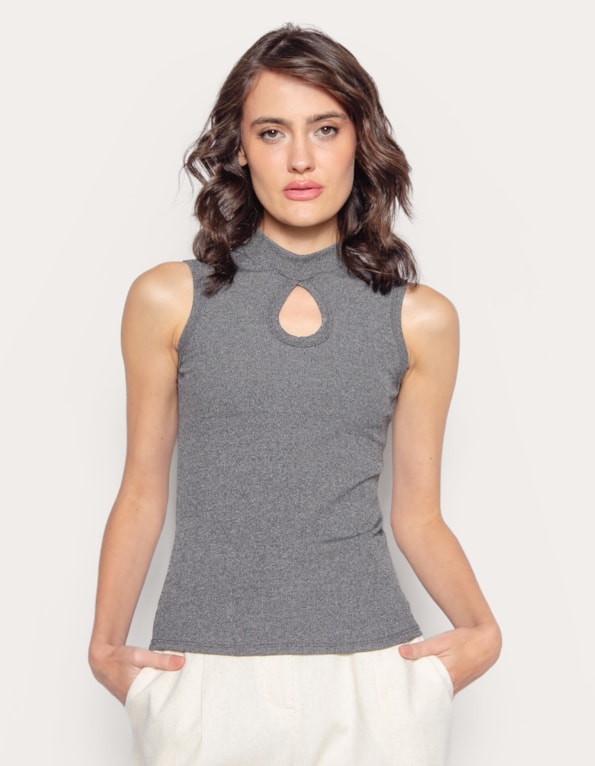 Blusa cavada gota Cinza