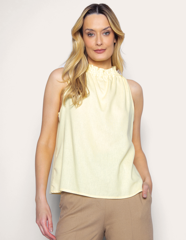 Blusa cavada linho blend Amarelo claro