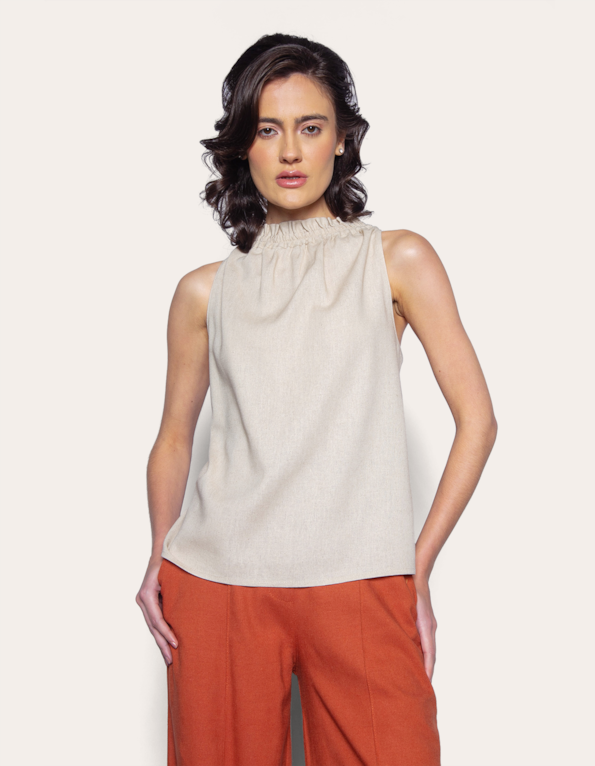 Blusa cavada linho blend Bege