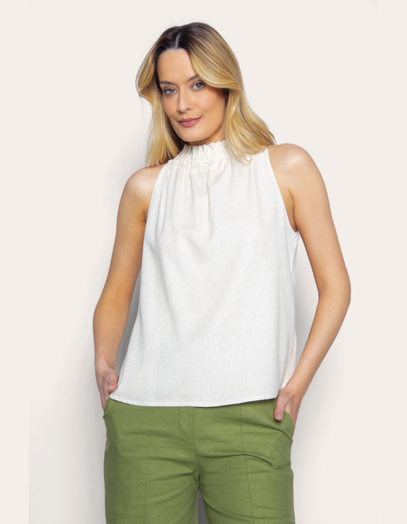 Blusa cavada linho blend Bege claro