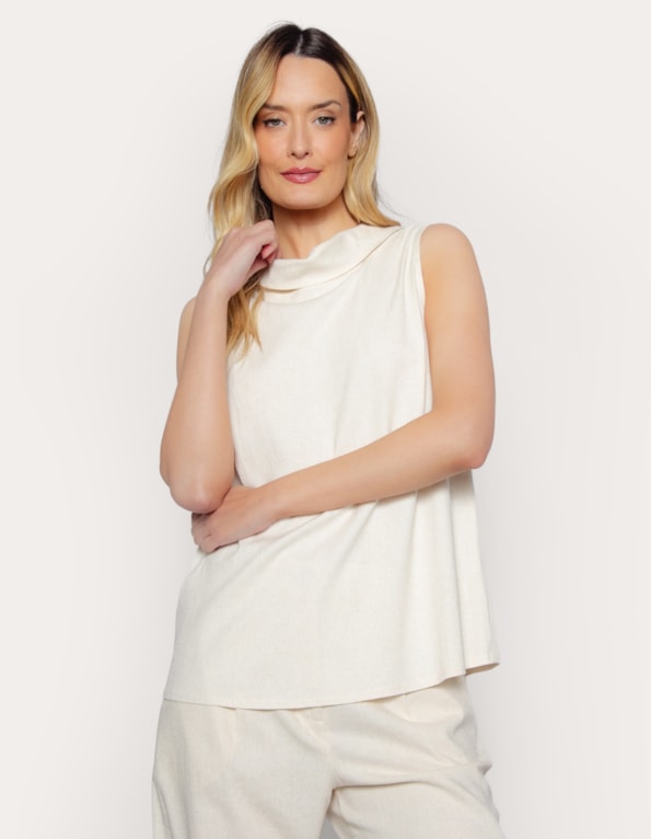 Blusa cavada linho blend Bege claro
