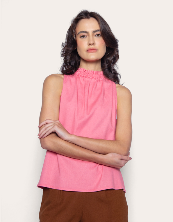 Blusa cavada linho blend Rosa