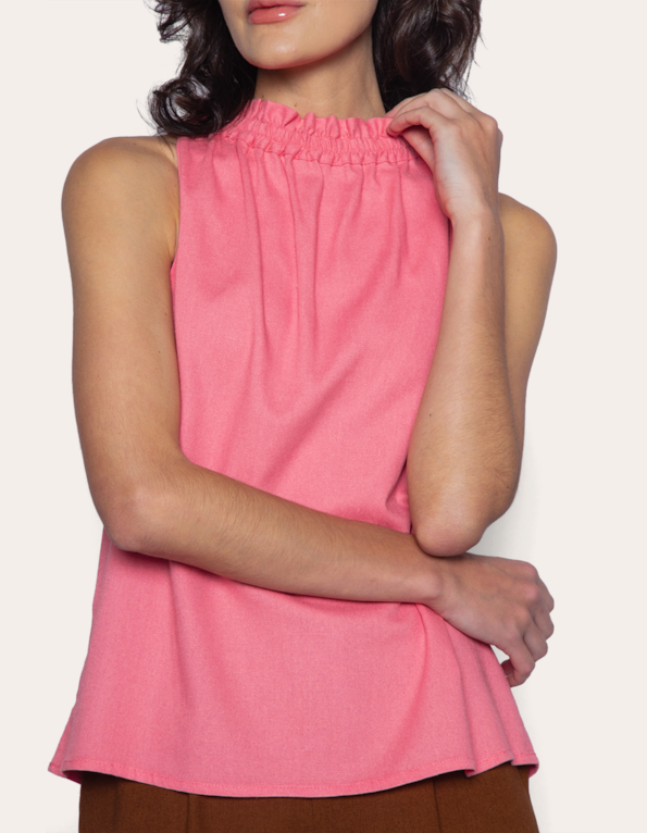 Blusa cavada linho blend Rosa