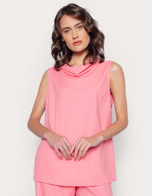 Blusa cavada linho blend Rosa