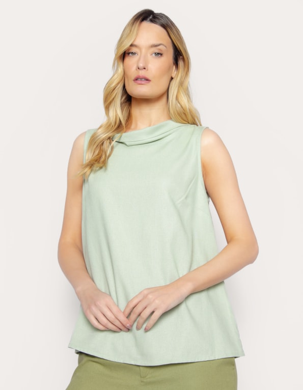 Blusa cavada linho blend Verde claro