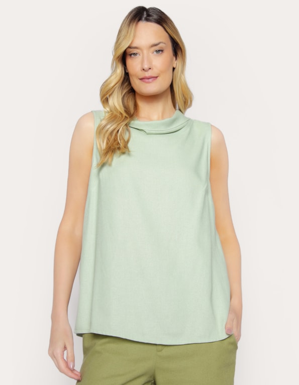 Blusa cavada linho blend Verde claro