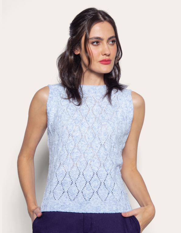 Blusa cavada mousse Azul claro