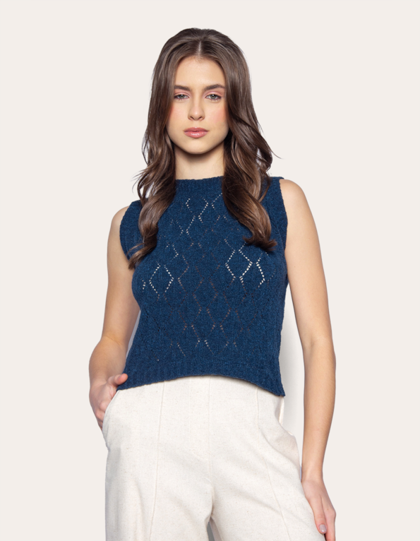 Blusa cavada mousse Azul escuro