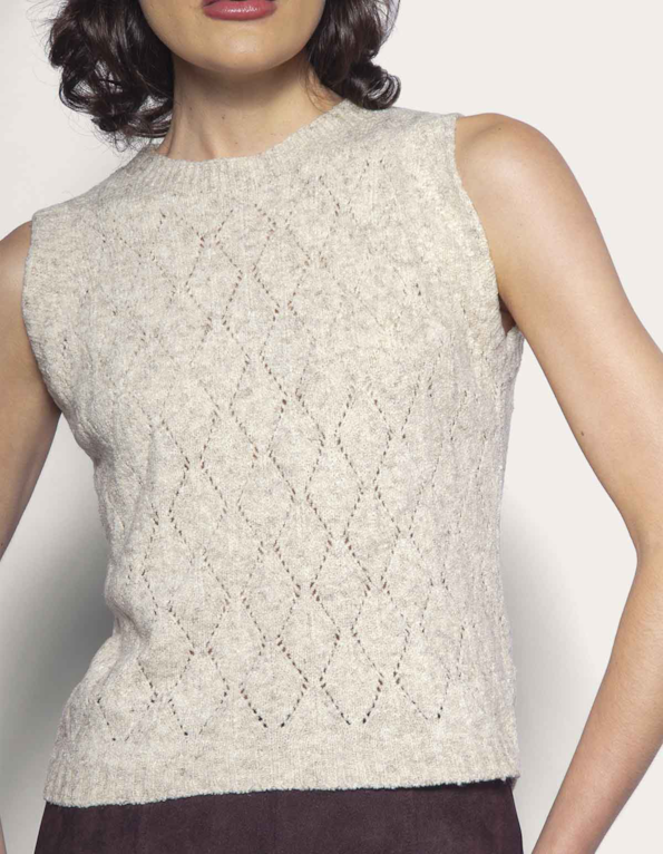 Blusa cavada mousse Bege claro