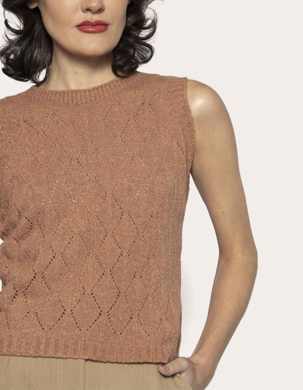 Blusa cavada mousse Bege medio